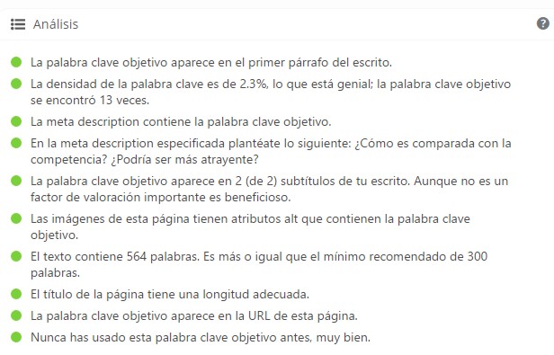 Yoast seo revisión verde