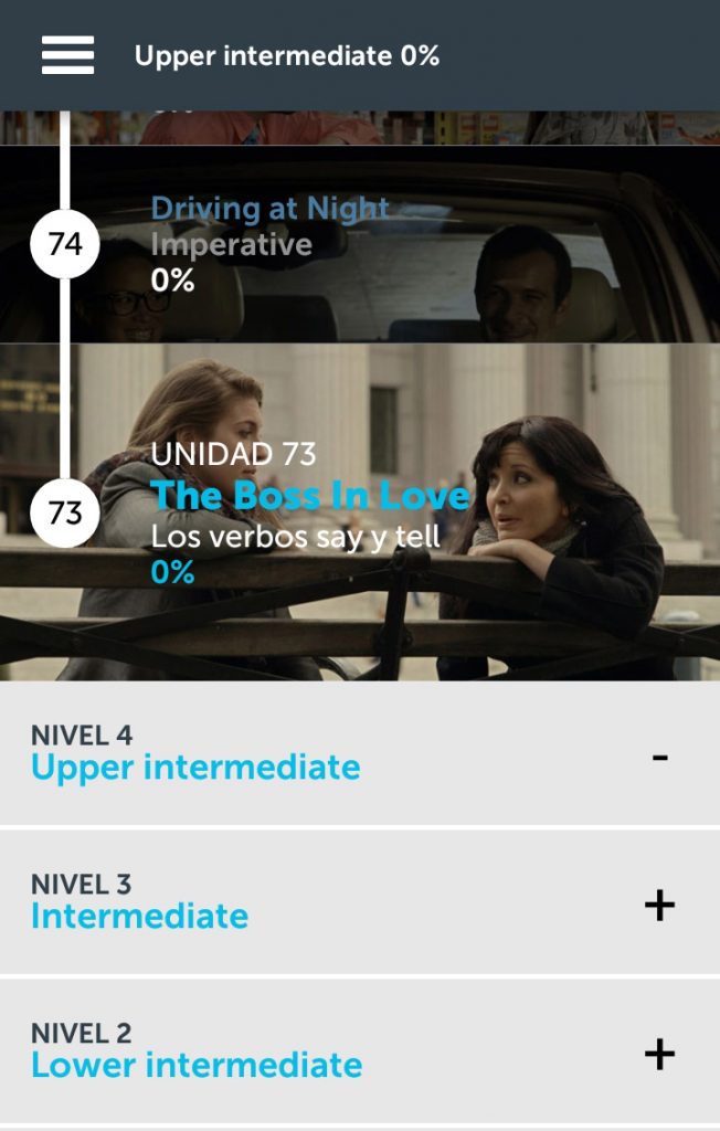 Pantallazo de la app ABA English.