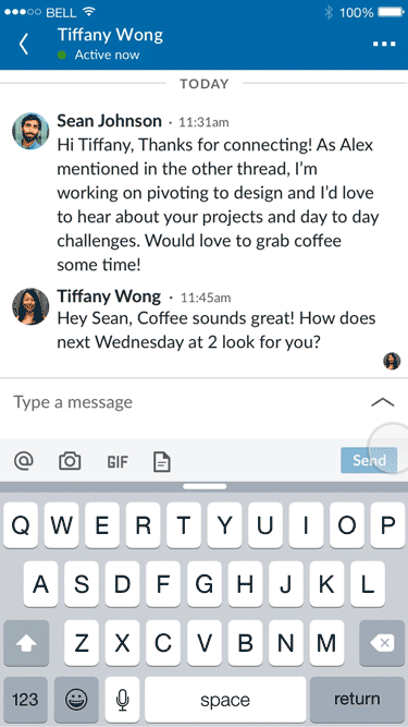 Nueva interfaz de LinkedIn Messaging.