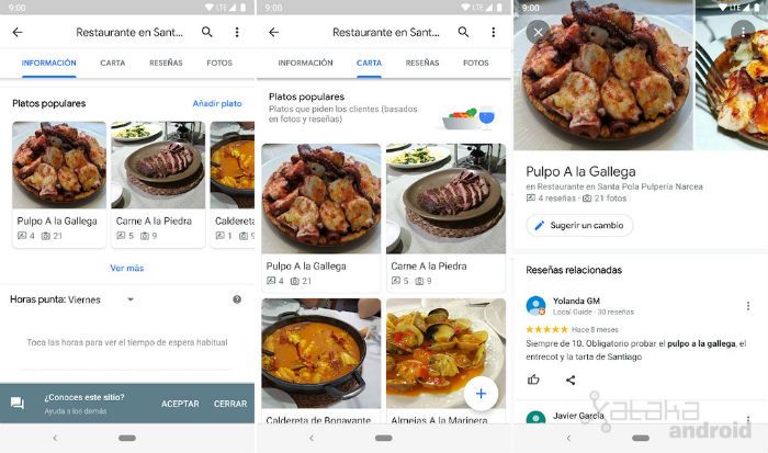 Google Maps restaurantes