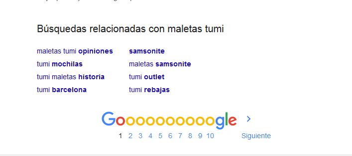 resultados de palabras clave en google chrome