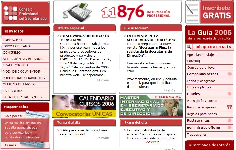 Secretariaplus.com en 2006