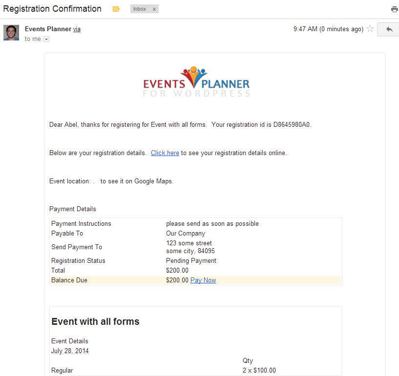 event email template