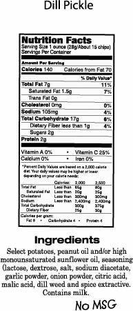 1.5 LB Joy Tin of Dill Pickle Nutrition Facts