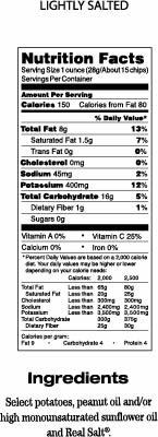 3LB Shimmering Snow Tin of Lightly Salted Nutrition Facts