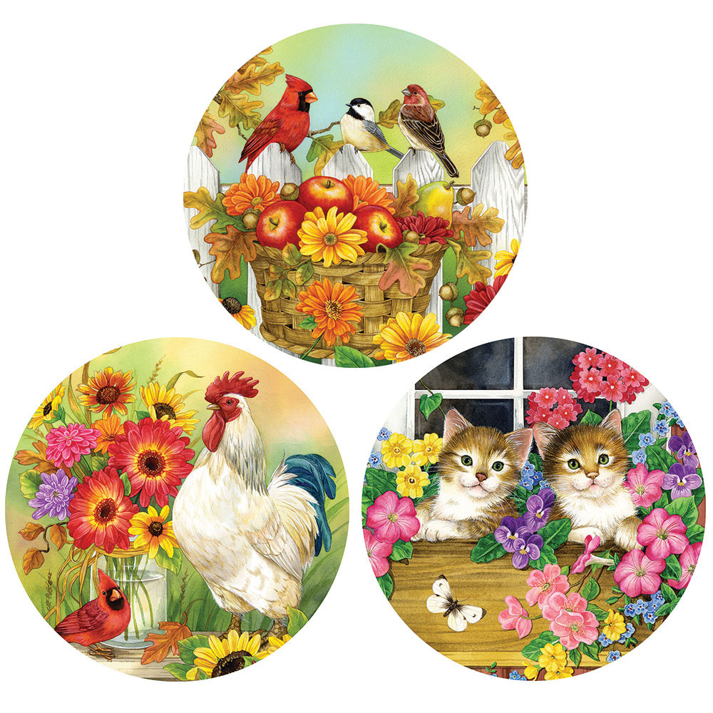 Set of 3 Jane Maday Round Jigsaw Puzzles Spilsbury