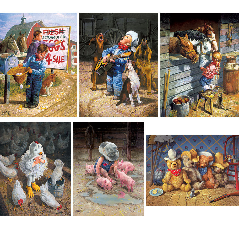 Set of 6 Don Crook 500 Piece Western Jigsaw Puzzles Spilsbury