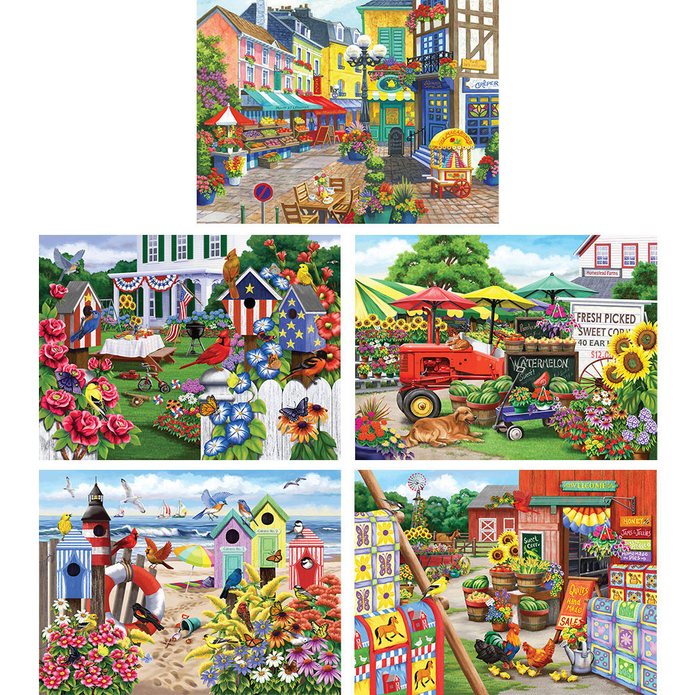 Set of 5 Nancy Wernersbach 1000 Piece Jigsaw Puzzles Spilsbury