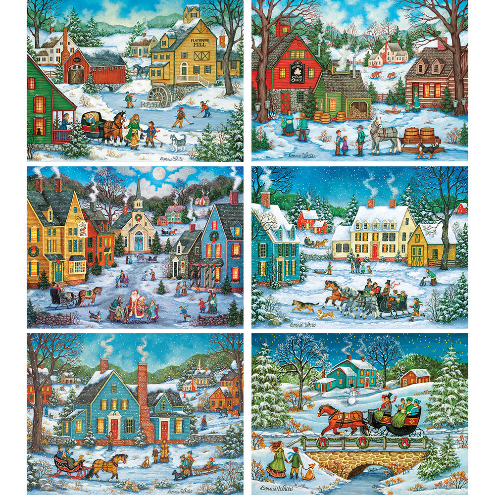 Set of 6 Bonnie White 1000 Piece Jigsaw Puzzle Spilsbury