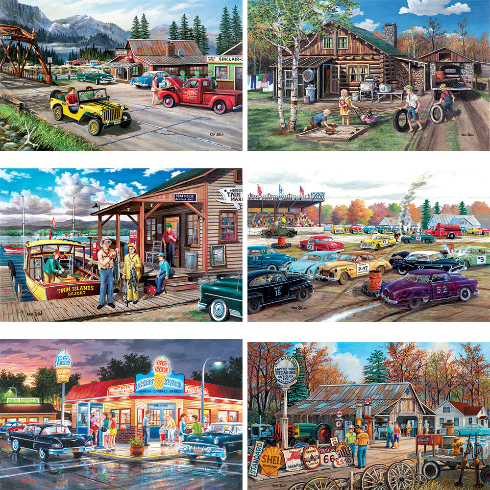 Set of 6 Ken Zylla 550 Piece Jigsaw Puzzles Spilsbury