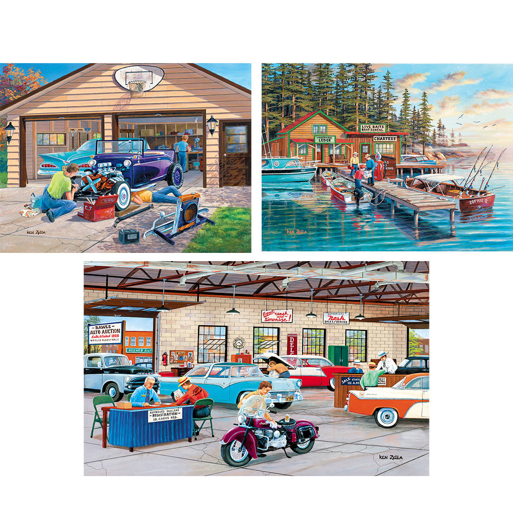 Set of 3 Ken Zylla Nostalgic 300 Large Piece Jigsaw Puzzles Spilsbury