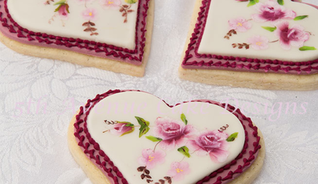 Hand Painted Victorian Floral Design Cookie