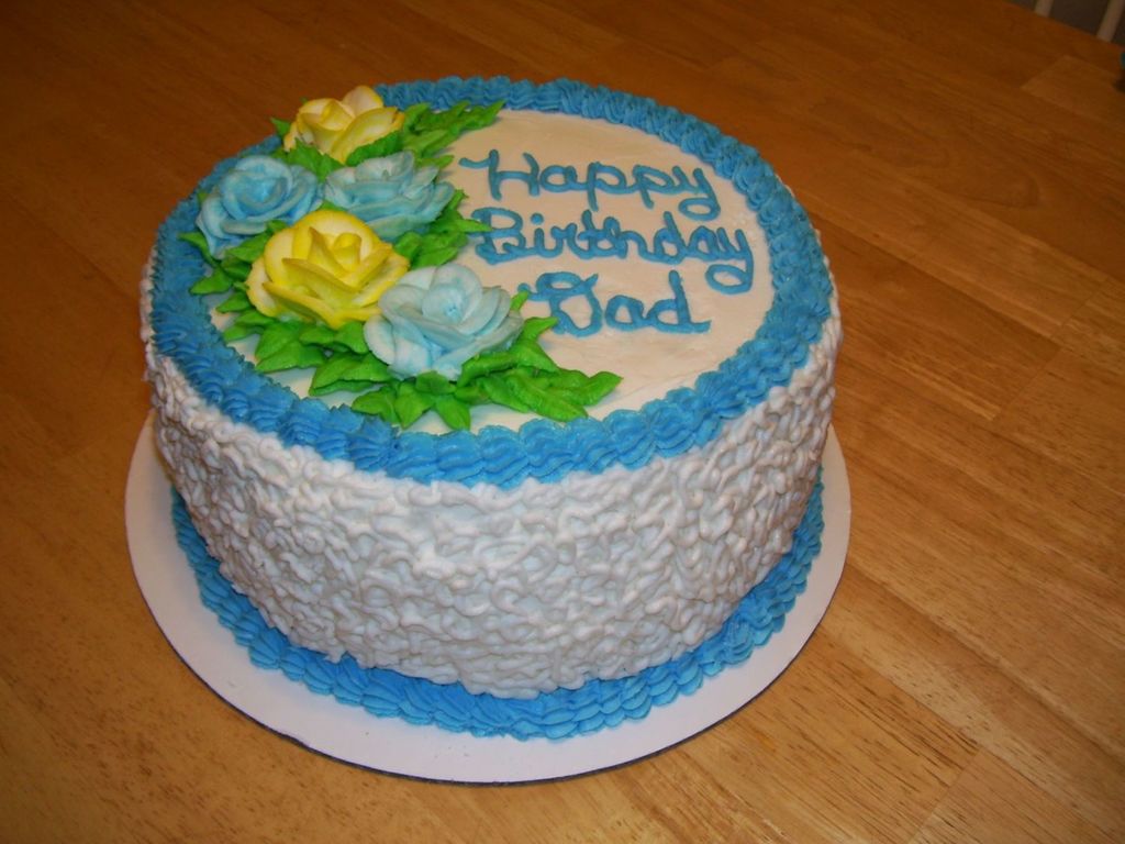 Lisa's Blue And Yellow Roses Cake With Sotas Design On The Sides -  CakeCentral.com