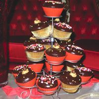 Valentine's Day Cupcakes These are chocolate coffee cupcakes filled with peanut butter and those with heart-shaped sprinkles are chocolate spice cupcakes.