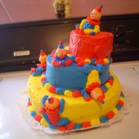 Clowns I made this for a neighbors little boy. This is my first 'topsy turvy" cake. It was sooooo fun to make