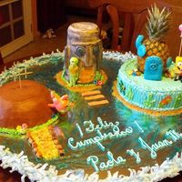 Bikini Bottom A friend of mine wanted a Spongebob cake but, not just any cake, she wanted the whole bikini bottom view of the 3 houses.