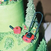 Lawn Equipment lawnmower and gas can.