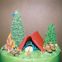 Campers Feet Out Of Tent Campers feet sticking out of blanket and tent. Hiking boots, fire and trees also here.