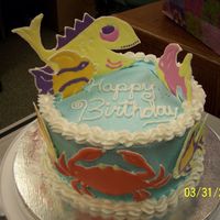 Colorflow Fish Birthday Cake I wanted to do something tropical for this birthday cake- the colorflow pieces are so very delicate though, It will be a while I think...