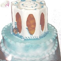 Nautical Lighthouse Color flow panels with melted butterscotch candies make up the top of the lighthouse. Inside the hollow topper is a battery powered light....