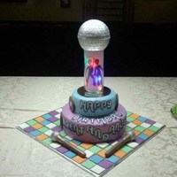 Disco Party The ball on the top of the cake is made of molded sugar and covered in fondant squares. I placed some tiny battery operated christmas...