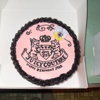 Juicy Couture Cake 1 I did this for my friends birthday this year; she's a huge Juicy fan. I left all my tools at work, so all I had to ice were 2 tips, a...