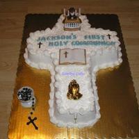 Jacksons First Holy Communion Vanilla cake for a 7 year old's first communion. This cake was for the BIG BOSS! lol. Thanks for looking.