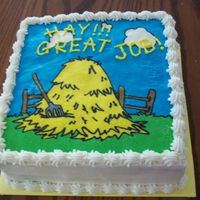 Hayride Cake This was a cake I did for the youth group at my church. The kids earned a hayride by memorizing bible verses. FBCT with BC writing.