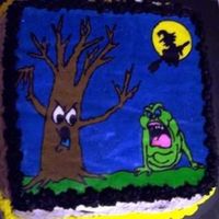 Spooky Ice Cream Cake My 4-year-old daughter picked out the pictures for this one, so it is a little odd :) I did a FBCT on top of an ice cream cake (which is...