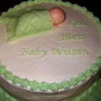 Baby Shower Cake Carrot cake with crusting cream cheese frosting. I used the cream cheese frosting for the border and lettering and it actually worked...