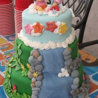Dora & Boots Made for 3-year old b-day party. Cakes covered in fondant and details made of fondant/royal icing.