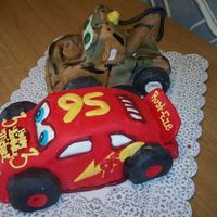 Lightning Mcqueen & Mater - Side MMF, Lightning Strawberry cake with whipped cream under the MMF, Mater marble cake with whipped cream under the MMF. Thanks for everyone...