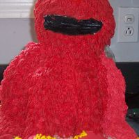 3D Elmo Thanks to many others photos here that helped me with this. Buttercream, Strawberry cake, Fondant for Eyes & Nose