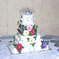 25 Wedding Anniversary Cake this was my first staked and anniversary cake ever! i did the viva paper towel method worked great! please tell me all what you think of it...