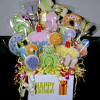 Candice's Bouquet Cookie bouquet for my neice. Her 18th birthday - she loves frogs and bugs.