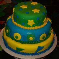 Ryan's 5Th Birthday This is my first attempt at fondant. It was the homemade marshmallow type. My son picked out the colors. I wanted to do stripes on the...