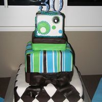 30Th Birthday Cake 12 inch double layer, 8 inch triple layer, 6 inch single layer, 4.5 inch double layer.Cake topper was hand crystaled after I purchased the...