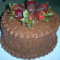 Chocolate, Chocolate And More Chocolate This was an awesome chocolate cake I made for practice, covered with fresh strawberry's dipped in chocolate.