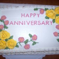 Grandparents 46Th Anniversary Cake This was a cake my I made for my Grandparents 46th anniversary. It was my first attempt making a Sheet cake. The cake was butter-pecan with...