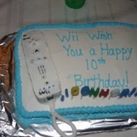 Wii Wish You A Happy Birthday! Wii console cut from an 8x8 cake pan and placed ontop of a 9x13 cake. Used fondant for buttons, etc. This was a 'practice' or &#...