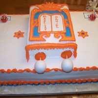 They Wanted It These Colors! Basketball theme. They wanted orange and royal blue. Before I delivered I added a royal blue bow to the right front to balance some of the...