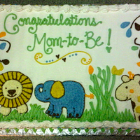 Jungle Theme Baby Shower Cake Full sheet cake, buttercream icing; design matches baby's nursery