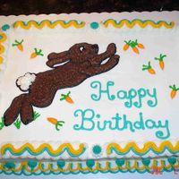 Happy Birthday I made this cake for a dear co-worker that doesn't like rabbits. They keep eating his garden plants. It is a cherry chip with...