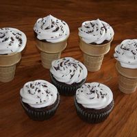 Cupcake Cones I wanted to try my Wal-Mart buttercream. I also wanted to try making cupcake cones. They are Devil's Food cake, enhanced Wal-Mart...