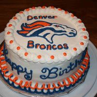 Denver Broncos My nephew loves the Broncos. Yellow cake with cherry filling.