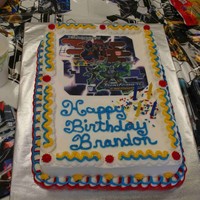 Transformer Birthday Darn Good Chocolate cake with edible image.