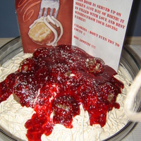 Spaghetti And Meatballs This was the most funnest cake ever!!!!! Vanilla cake....buttercream frosting...grated white chocolate...truffles...and strawberry jelly...