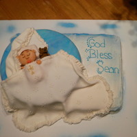 Baptism rolled fondant on white buttercream