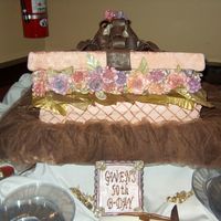 50Th B-Day My first ever cake! French vanilla cake with strawberry filling and buttercream. It's a double sheet cake that's been torted....