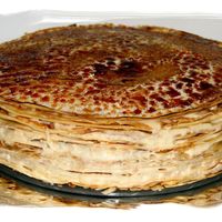Crepe Creme Legere Cake These are scratch crepes layered with a homemade Creme Legere and carmelized top to make this delicious texured cake.
